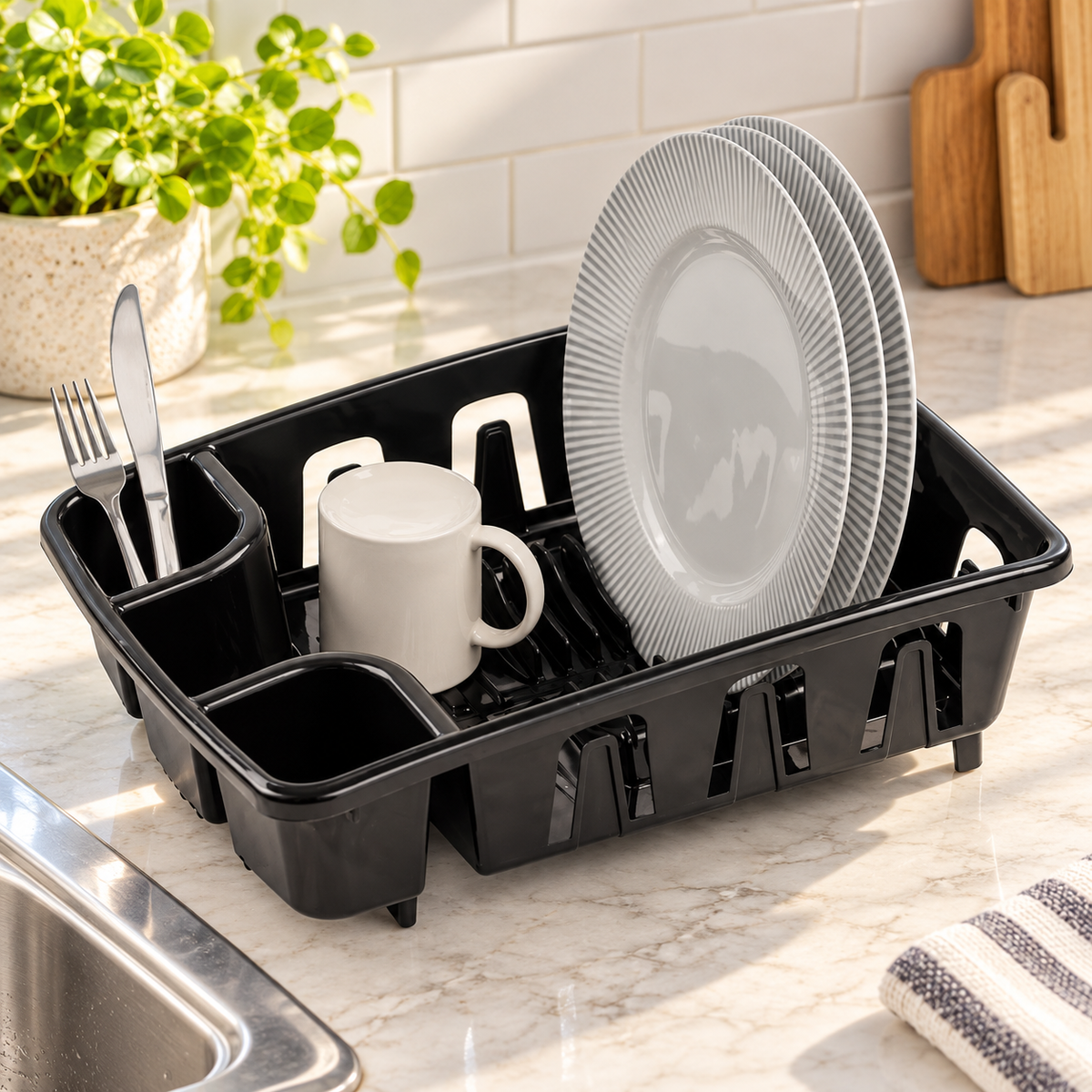 All-in-One Drain Dish Rack
