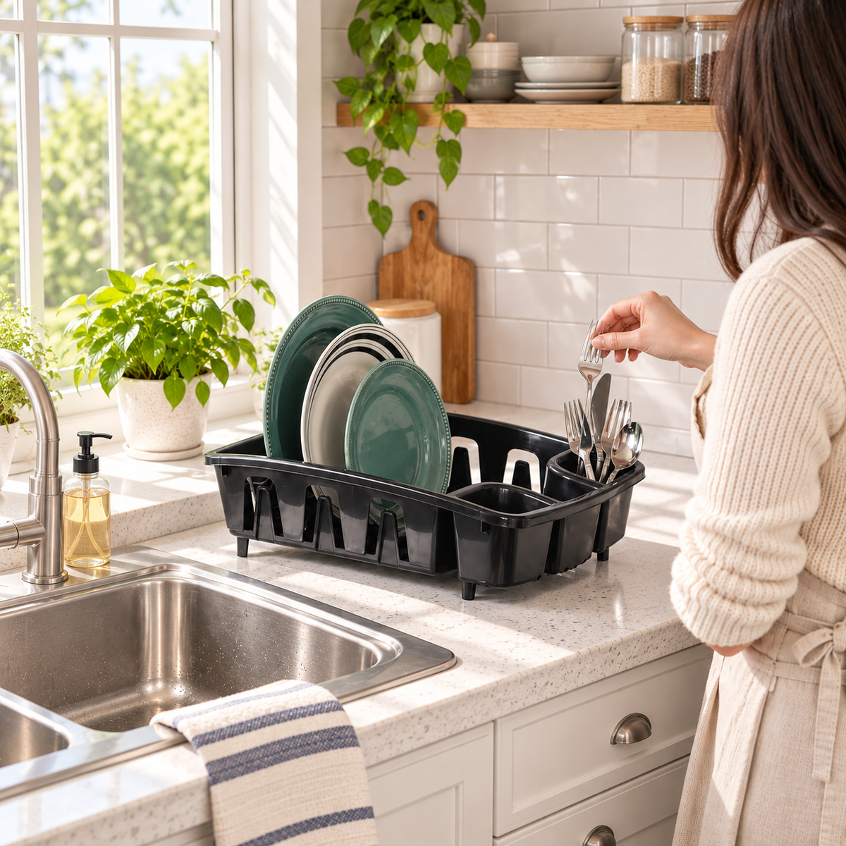 All-in-One Drain Dish Rack