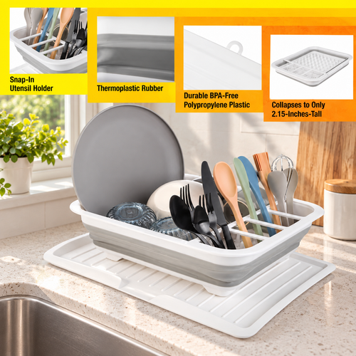 Collapsible Dish Rack with Utensil Holder