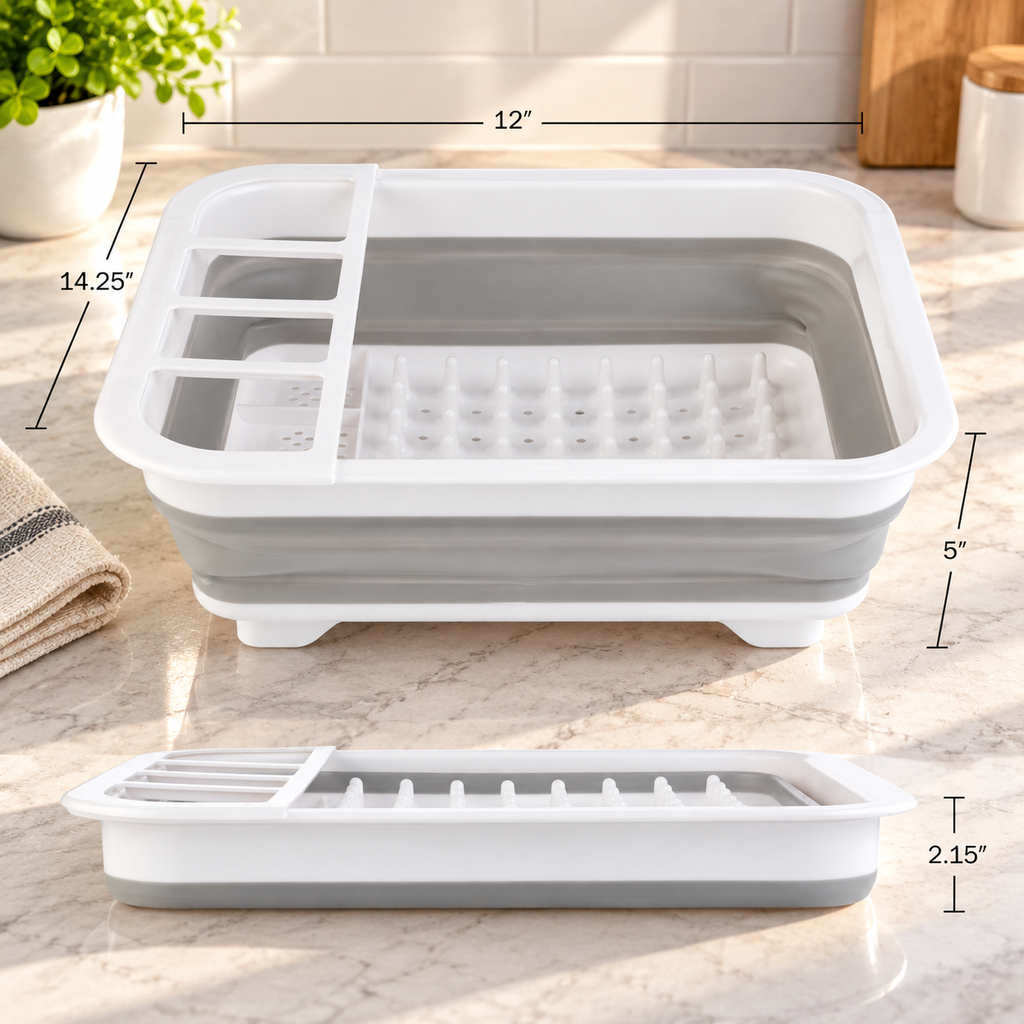 Collapsible Dish Rack with Utensil Holder