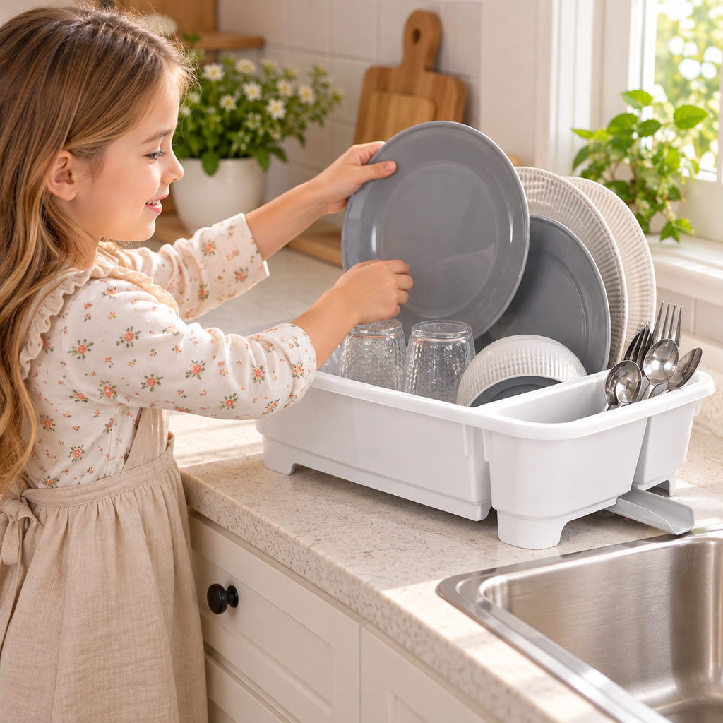 Self-Draining Dish Rack