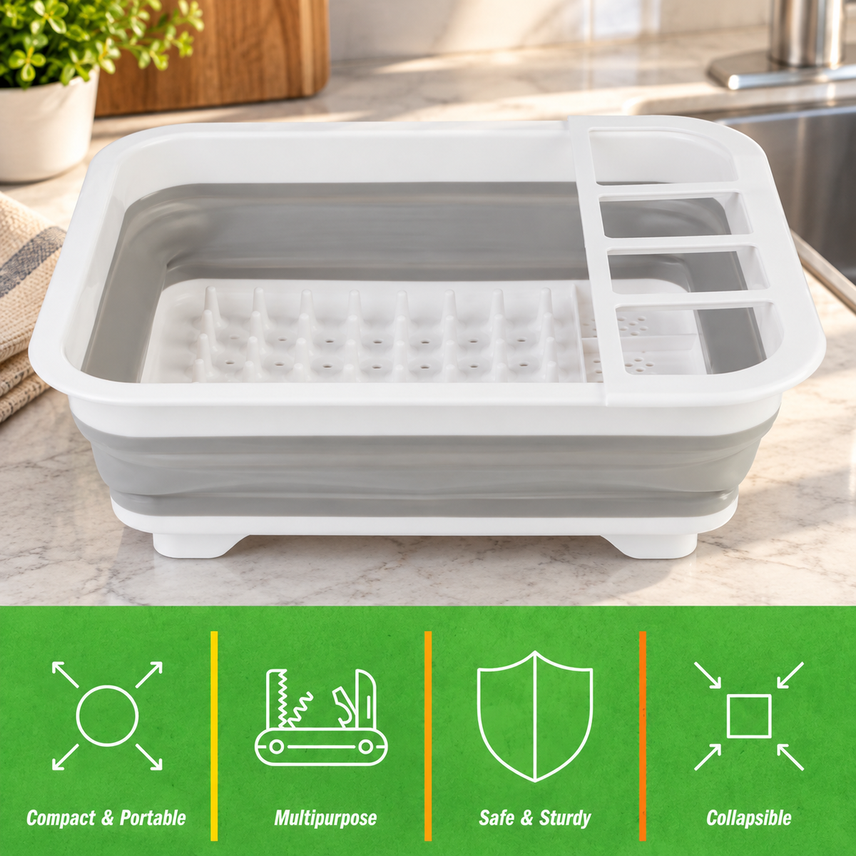 Collapsible Dish Rack with Utensil Holder