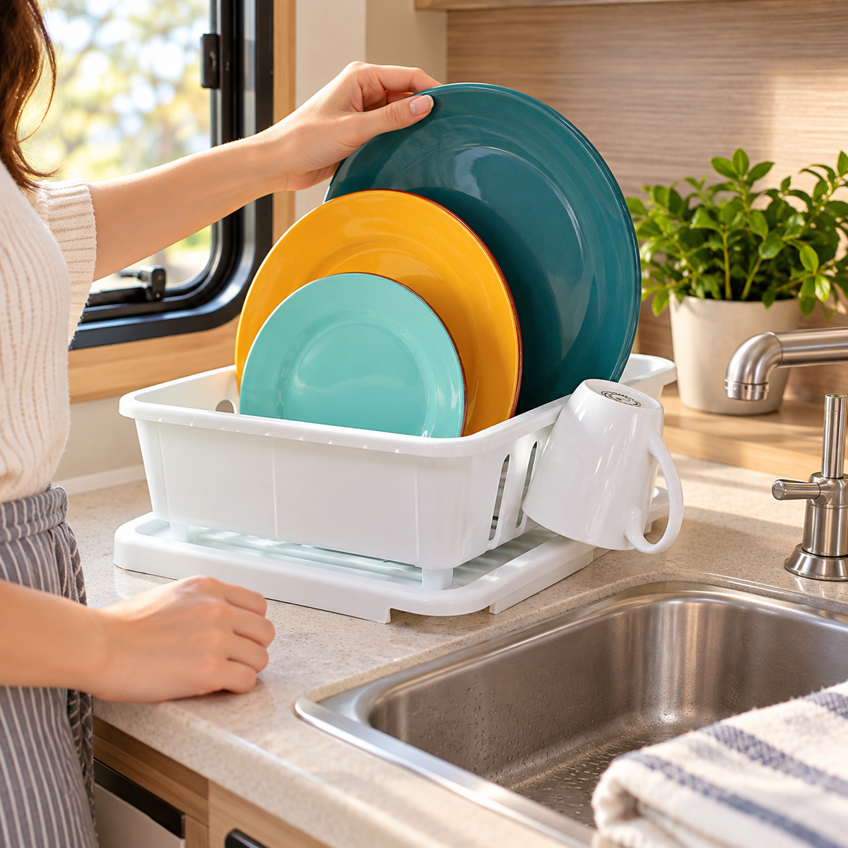 Compact Dish Drainer & Tray